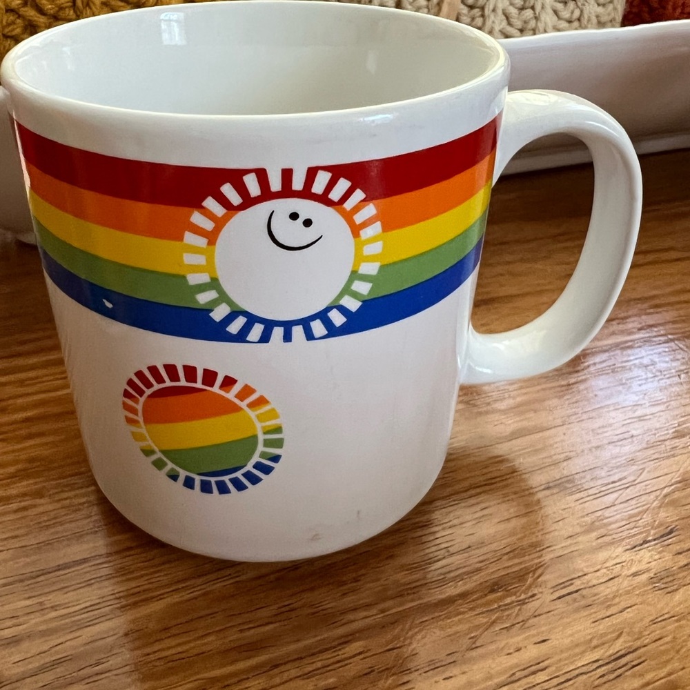 Vintage Russ Berrie & Co Pride Rainbow Happy Sun Coffee Cup Mug